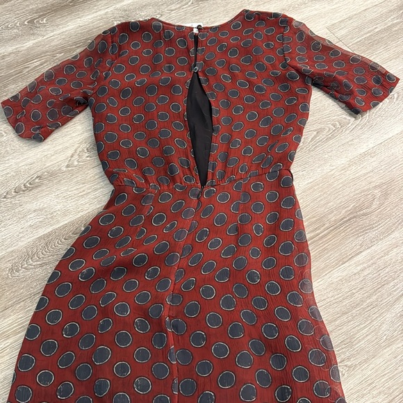 ISABEL MARANT TOILE barden dots dress burgundy red silk chiffon dotted open back - Picture 9 of 9